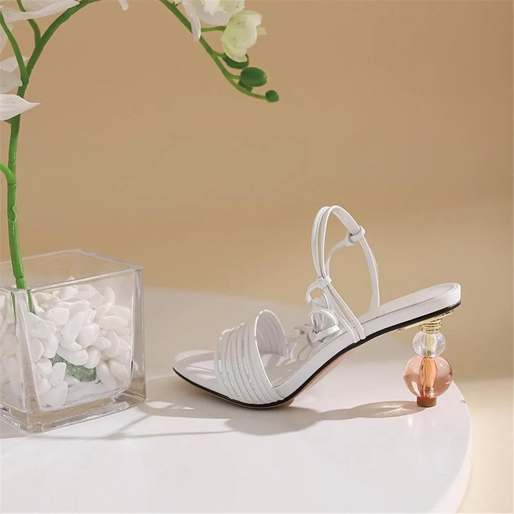 Peep Toe High Crystal Lace-Up Heels