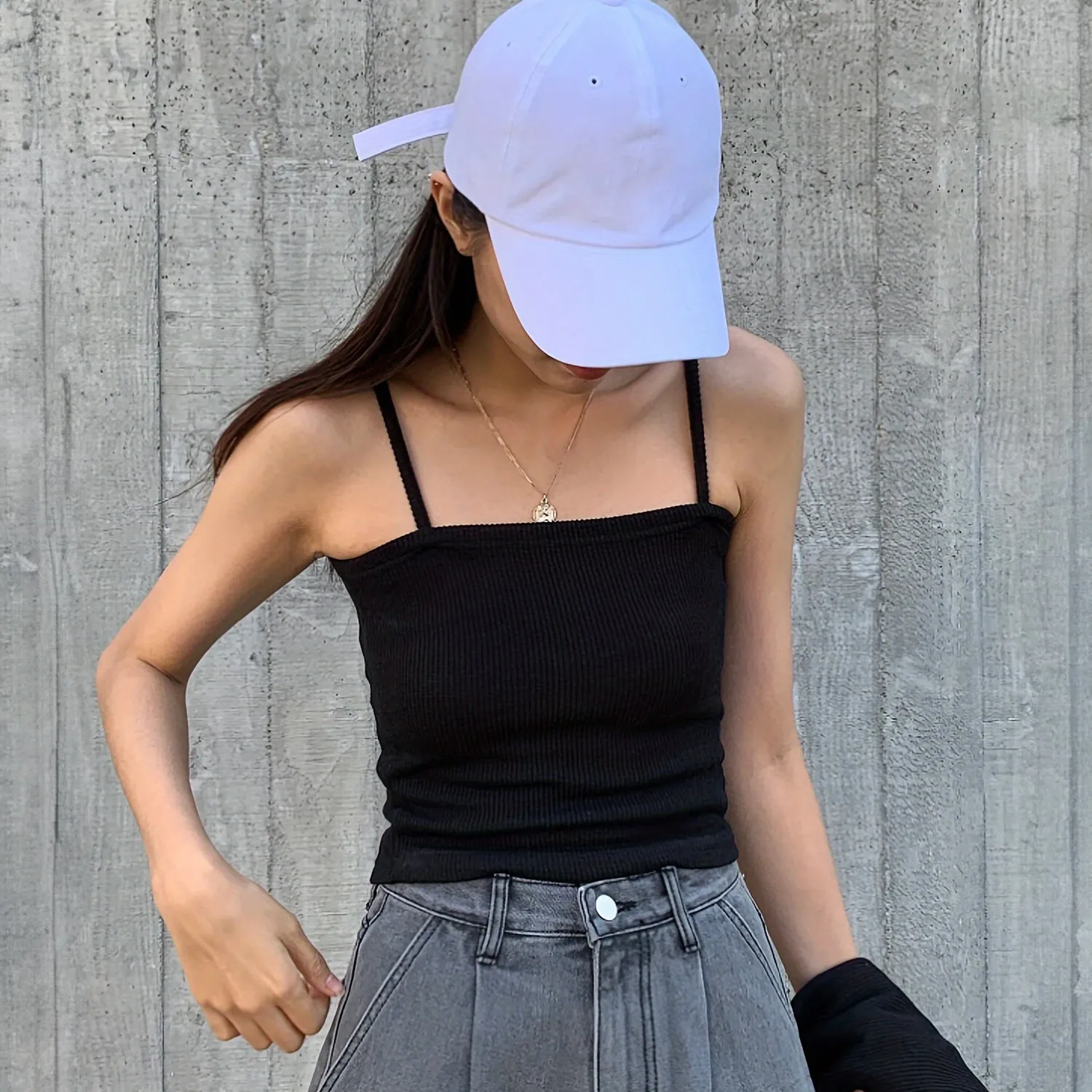 PEOPLETERRITORY women's clothing explosive New new fashionable solid color simple suspender ribbed top small vest wholesale