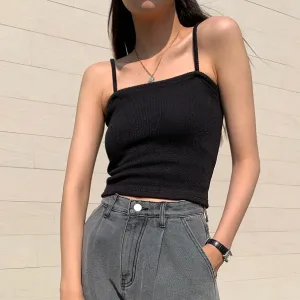 PEOPLETERRITORY women's clothing explosive New new fashionable solid color simple suspender ribbed top small vest wholesale