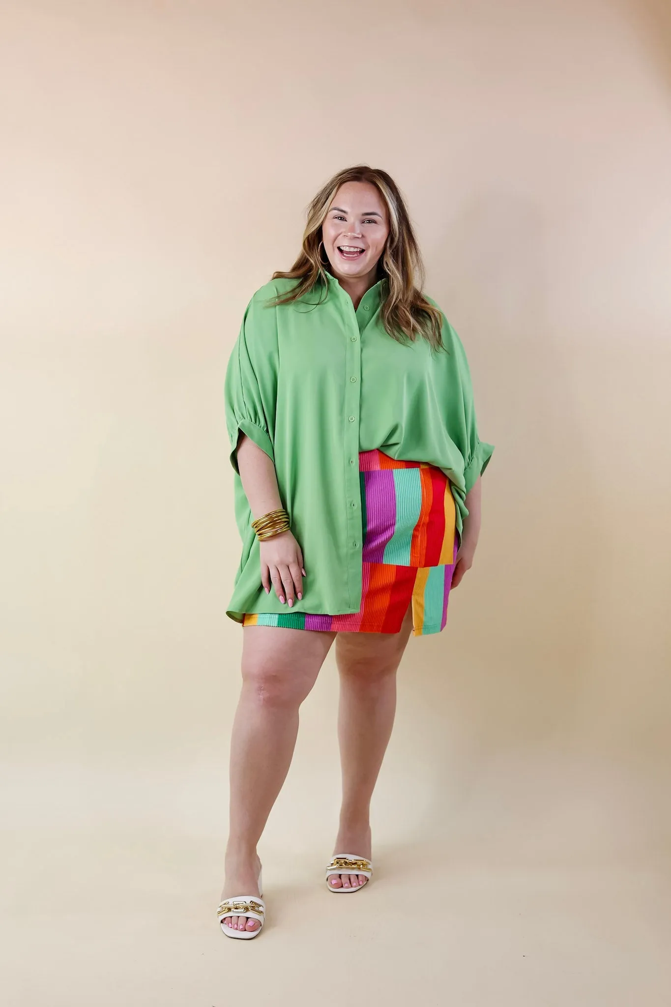 Play It Cool Corduroy Color Block Mini Skirt in Multi