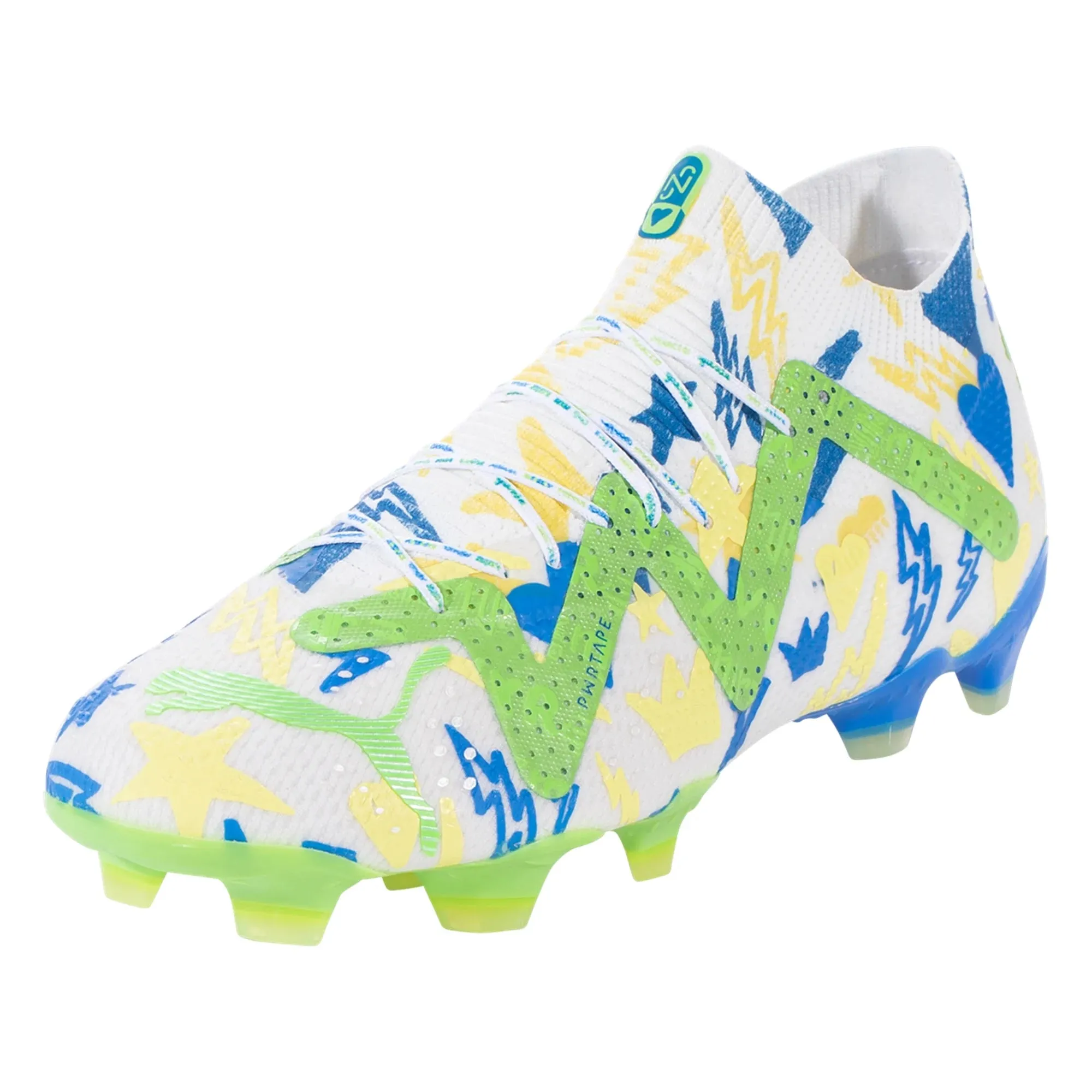 Puma Future Ultimate NJR FG/AG Soccer Cleat - White/Racing Blue/Lemon Meringue/Parakeet Green