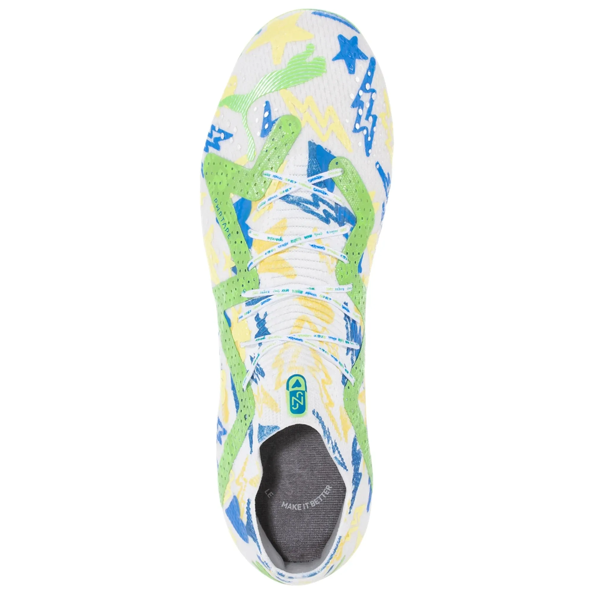 Puma Future Ultimate NJR FG/AG Soccer Cleat - White/Racing Blue/Lemon Meringue/Parakeet Green