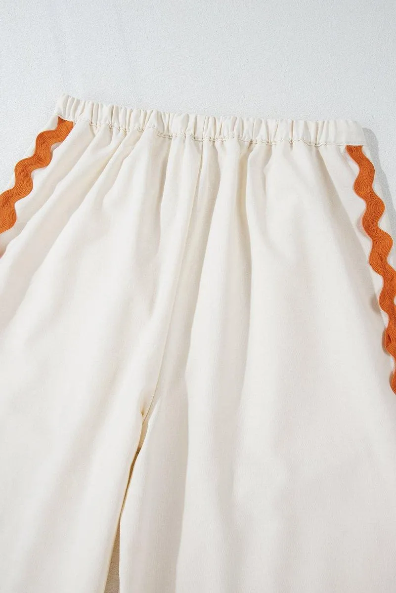 Pumpkin Spice Zig Zag Cream Wide Leg Pants Set
