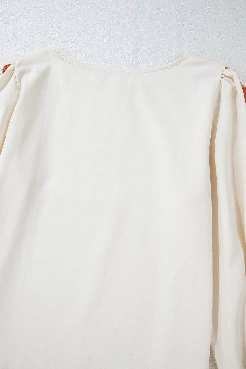 Pumpkin Spice Zig Zag Cream Wide Leg Pants Set