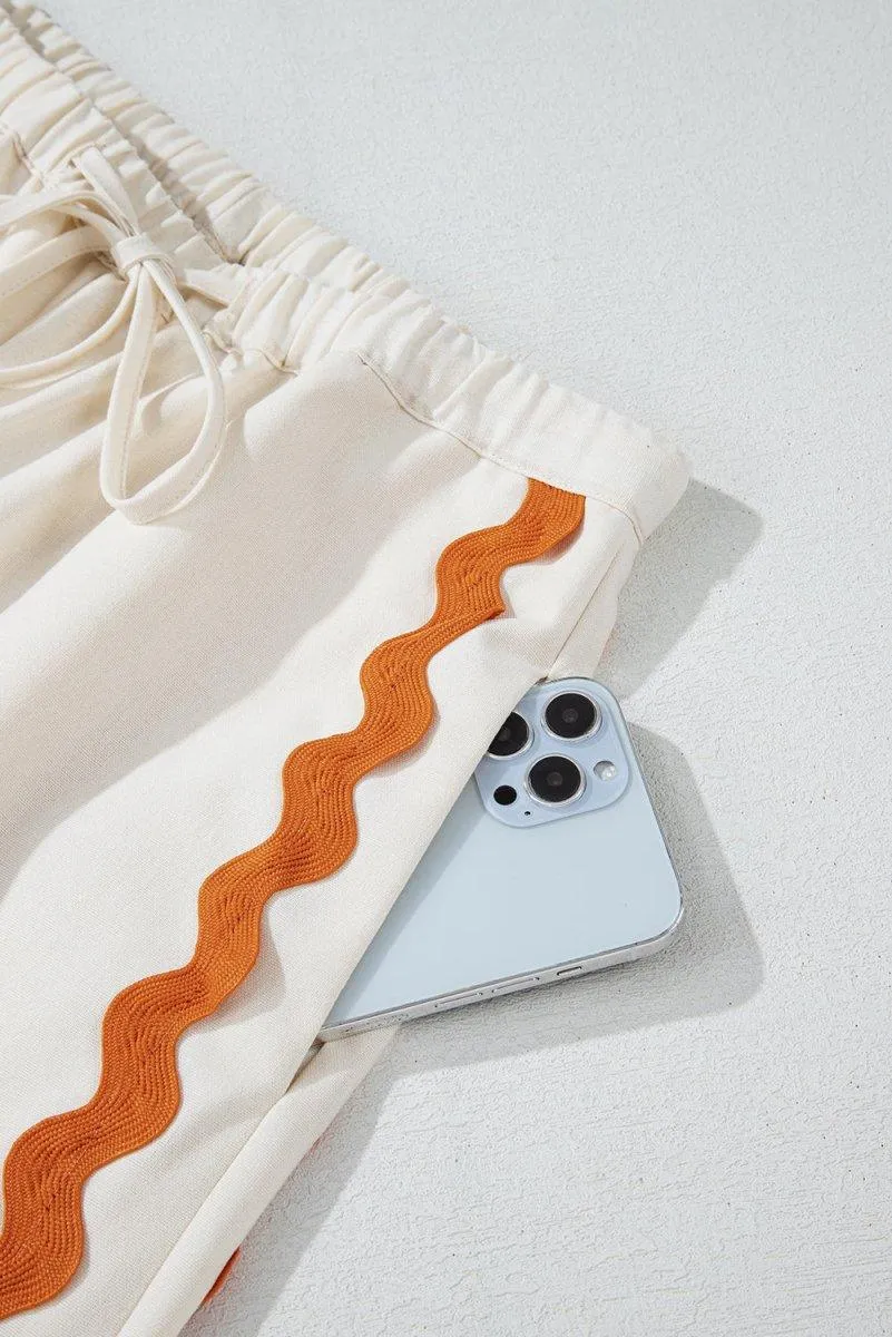 Pumpkin Spice Zig Zag Cream Wide Leg Pants Set
