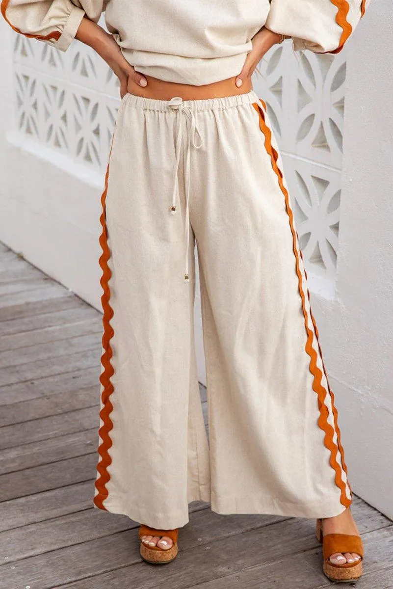 Pumpkin Spice Zig Zag Cream Wide Leg Pants Set