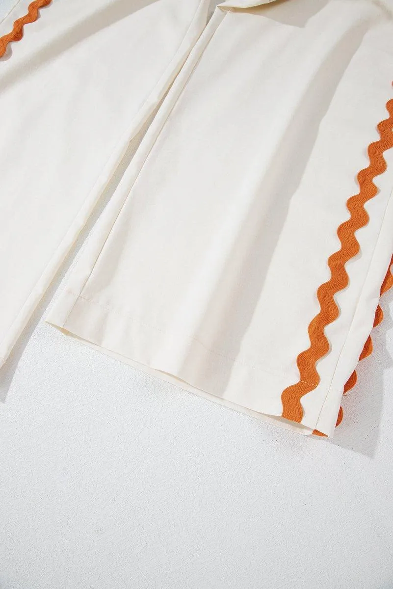 Pumpkin Spice Zig Zag Cream Wide Leg Pants Set