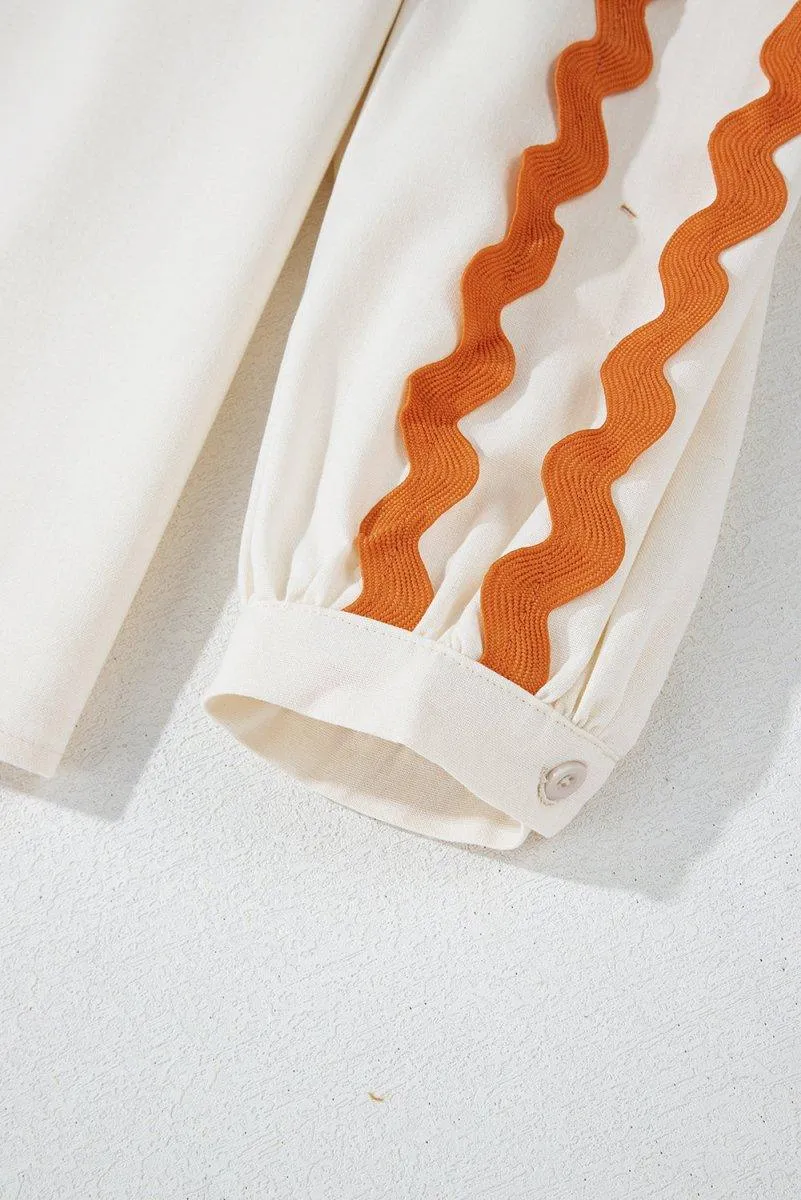 Pumpkin Spice Zig Zag Cream Wide Leg Pants Set