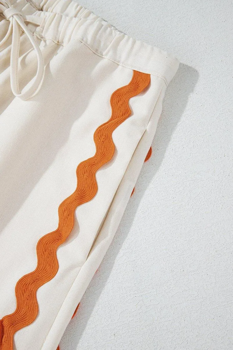 Pumpkin Spice Zig Zag Cream Wide Leg Pants Set