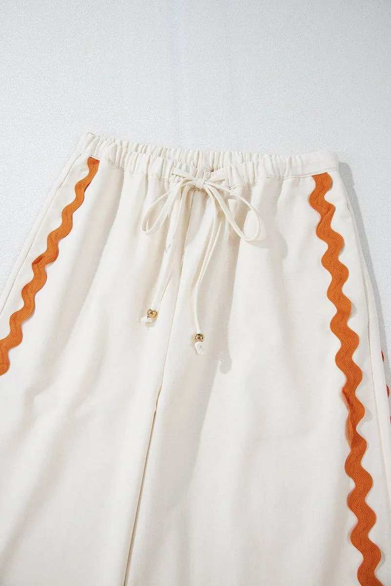 Pumpkin Spice Zig Zag Cream Wide Leg Pants Set
