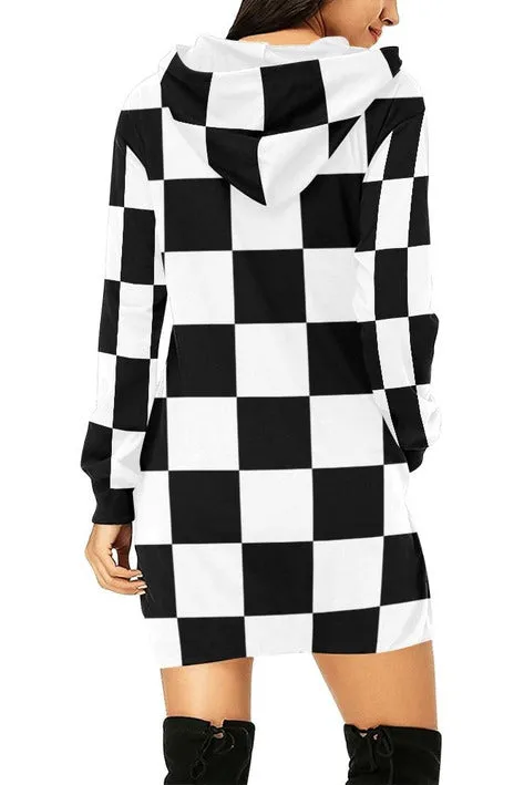 Queen's Gambit Hoodie Dress All Over Print Hoodie Mini Dress
