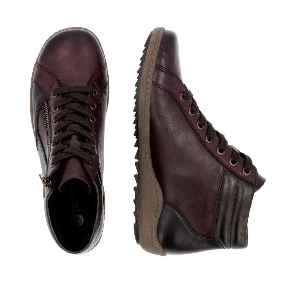 R1458-35 Ankle Lace/Zip RTex Wine Multi