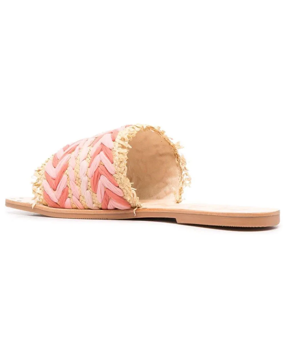 Raffia and Chiffon Sandal in Rose