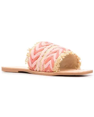 Raffia and Chiffon Sandal in Rose