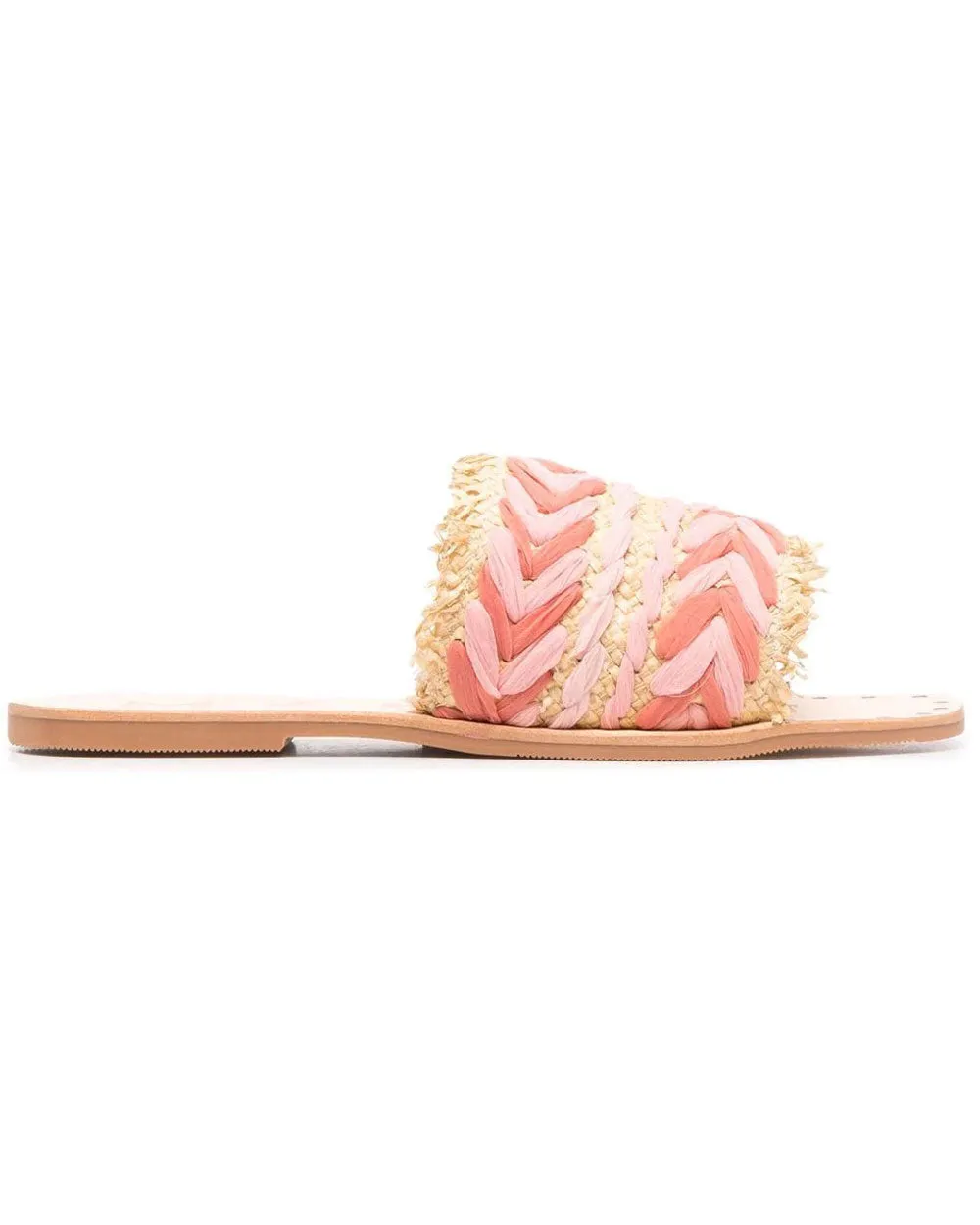 Raffia and Chiffon Sandal in Rose