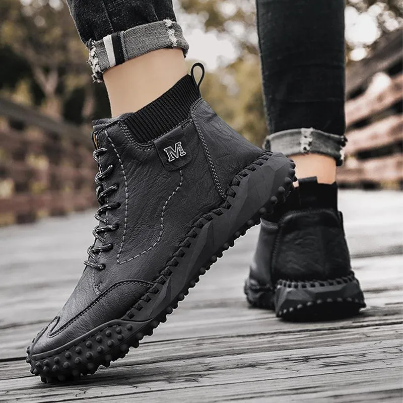 Retro ankle boots for men - anti-slip and comfort