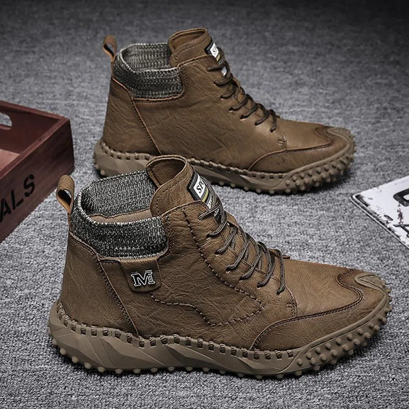 Retro ankle boots for men - anti-slip and comfort