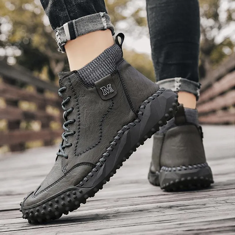 Retro ankle boots for men - anti-slip and comfort