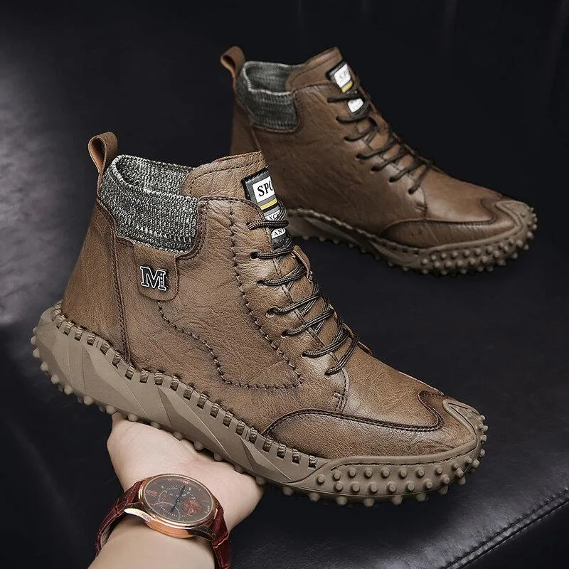 Retro ankle boots for men - anti-slip and comfort