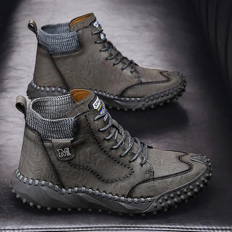 Retro ankle boots for men - anti-slip and comfort