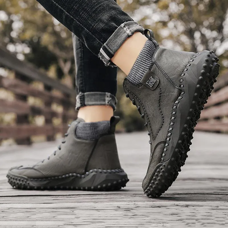 Retro ankle boots for men - anti-slip and comfort