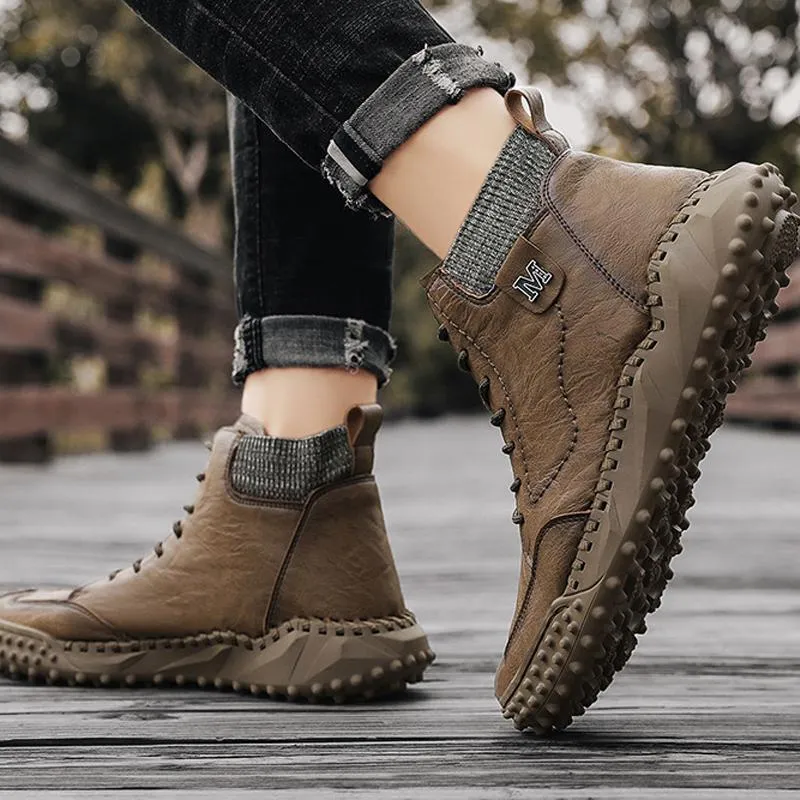 Retro ankle boots for men - anti-slip and comfort