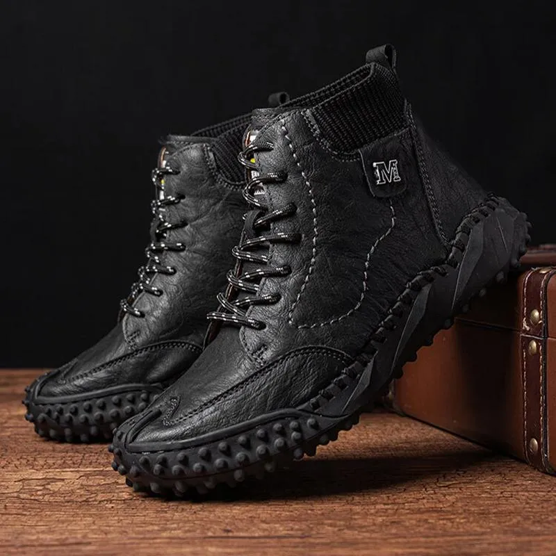 Retro ankle boots for men - anti-slip and comfort