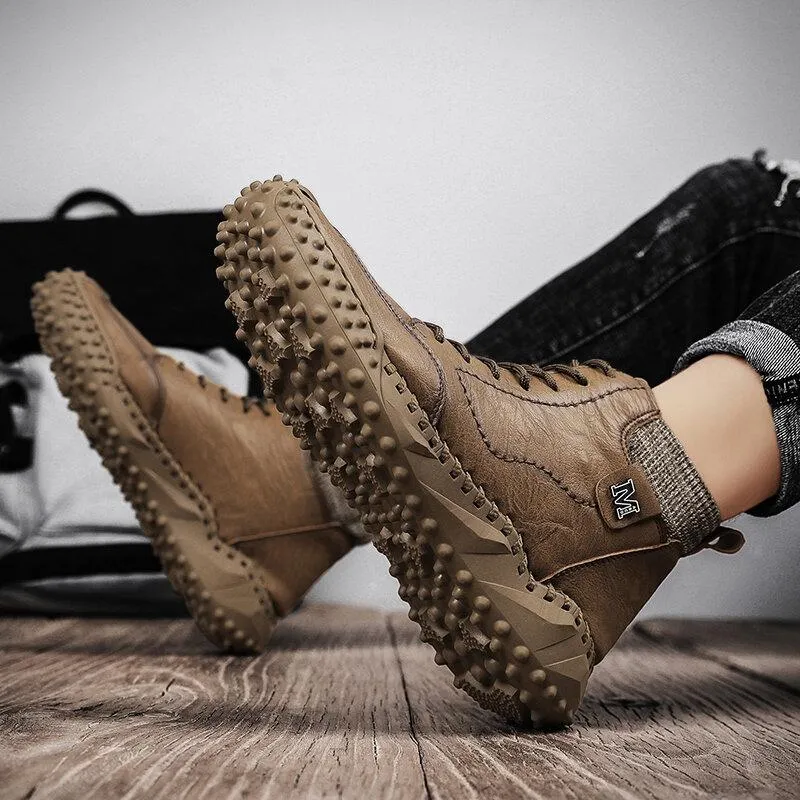 Retro ankle boots for men - anti-slip and comfort