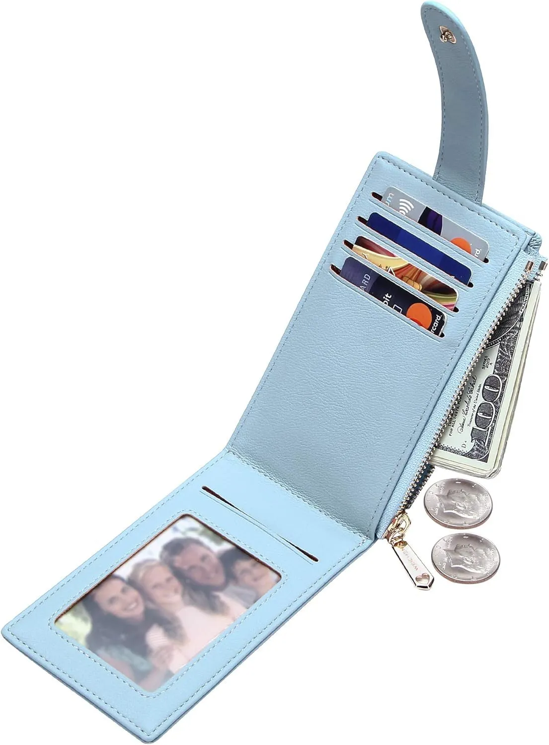 RFID Card Holder Wallet for Women Slim Wallets Bifold Multi Card Case Zipper Coin Purse