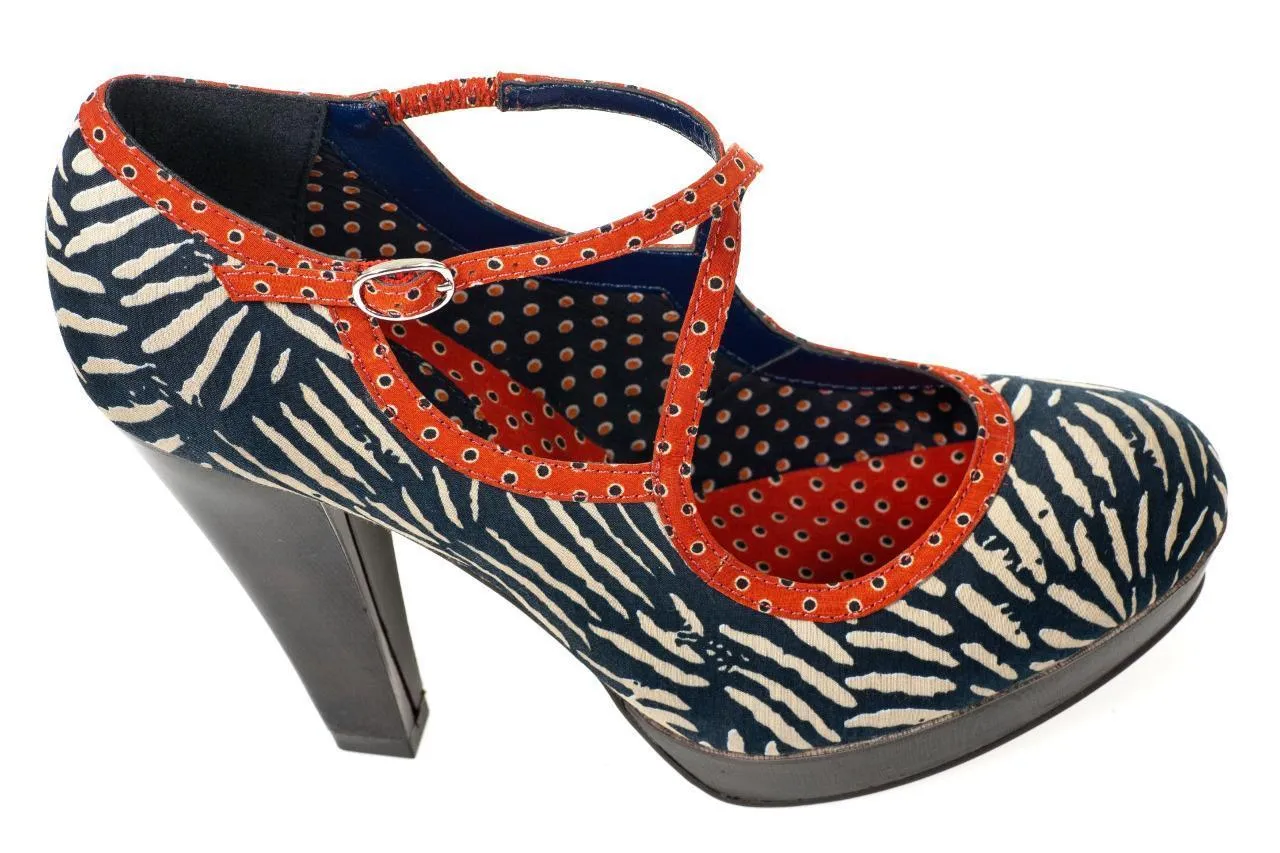 Ruby Shoo Viv Navy Blue Platform Cross Strap Mary Jane Shoes by Ruby Shoo