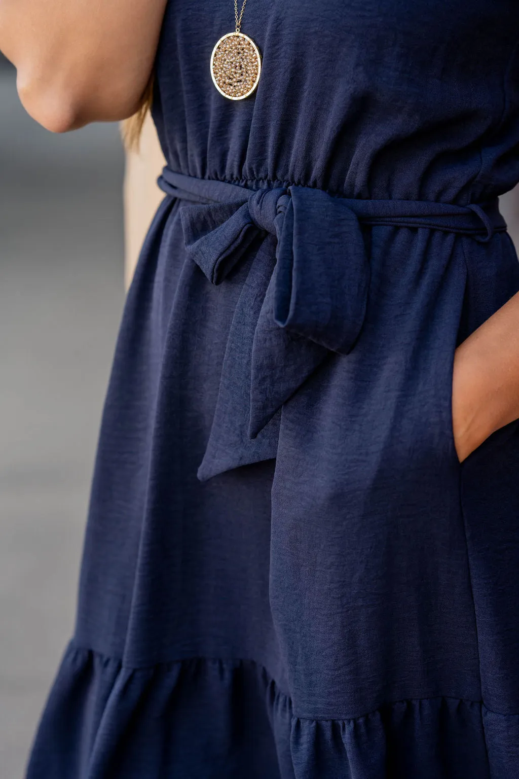 Ruffle Trim Tie Tank Dress