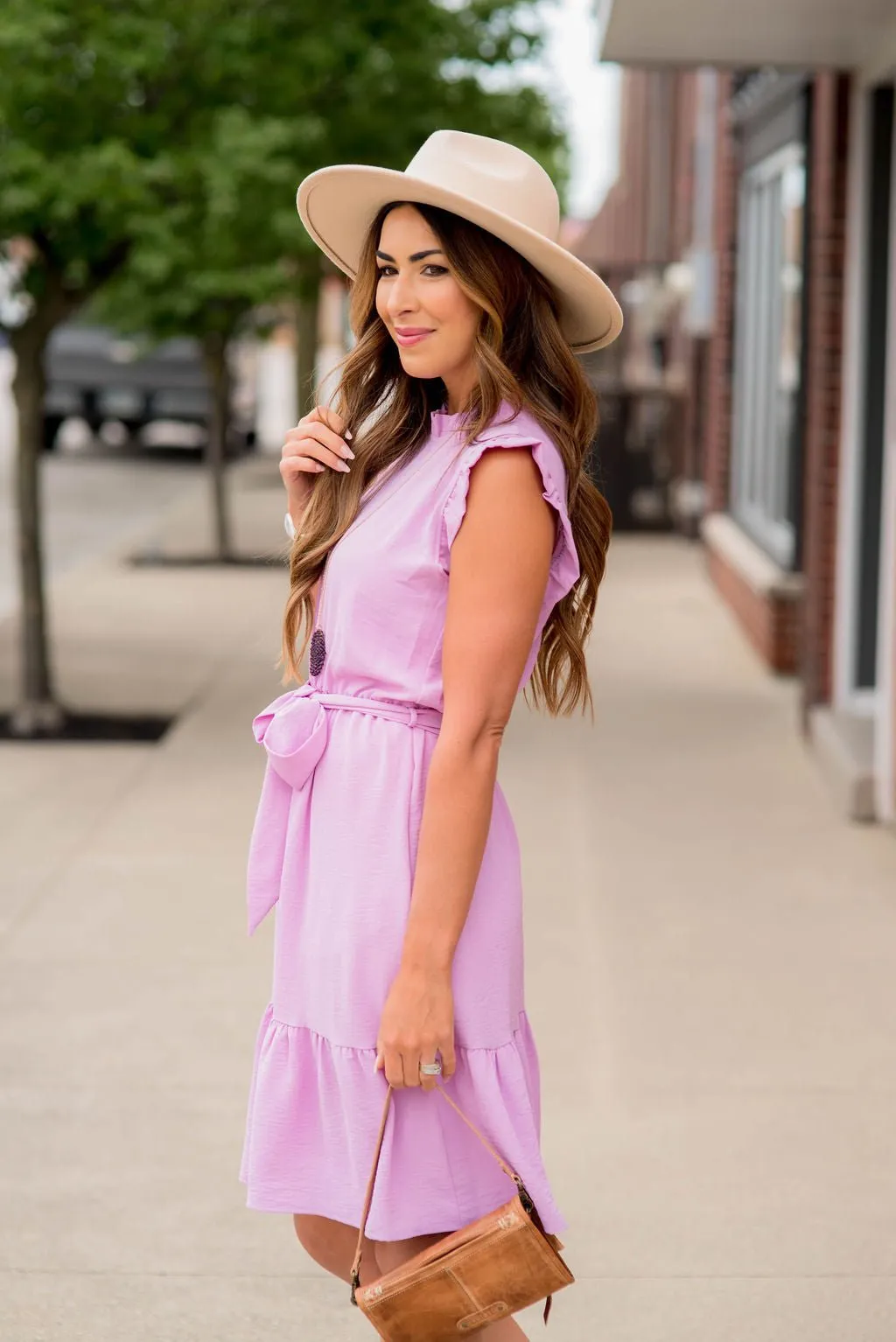 Ruffle Trim Tie Tank Dress