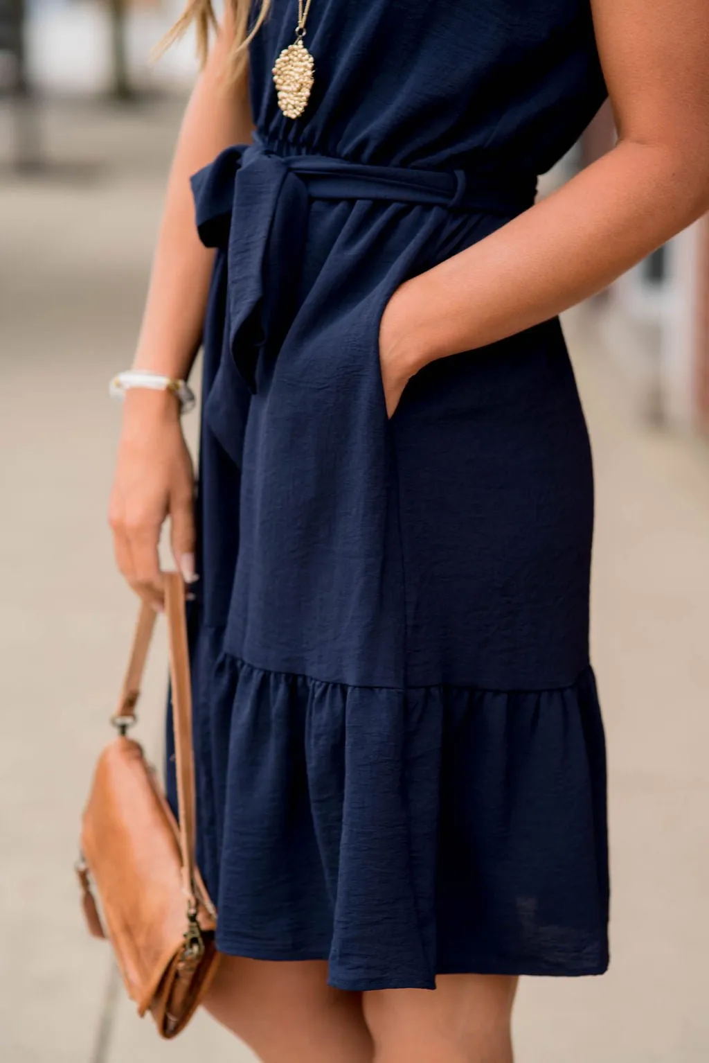 Ruffle Trim Tie Tank Dress