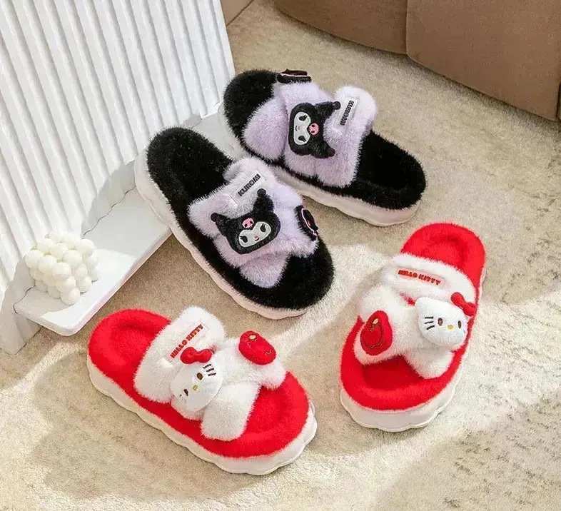Sanrio Plush Cross Fluffy Slippers