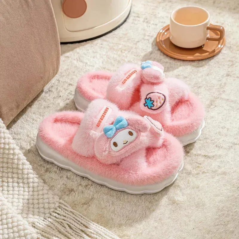 Sanrio Plush Cross Fluffy Slippers
