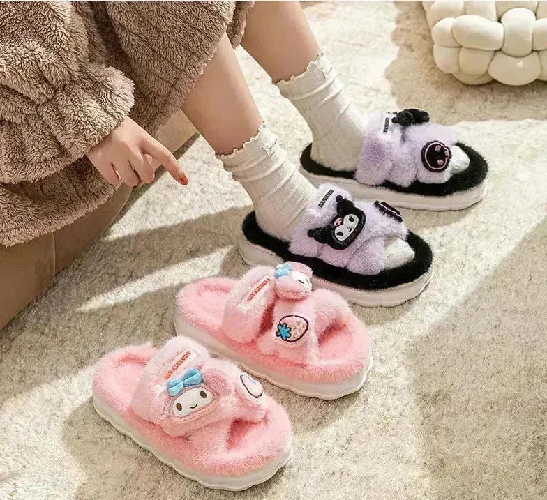 Sanrio Plush Cross Fluffy Slippers