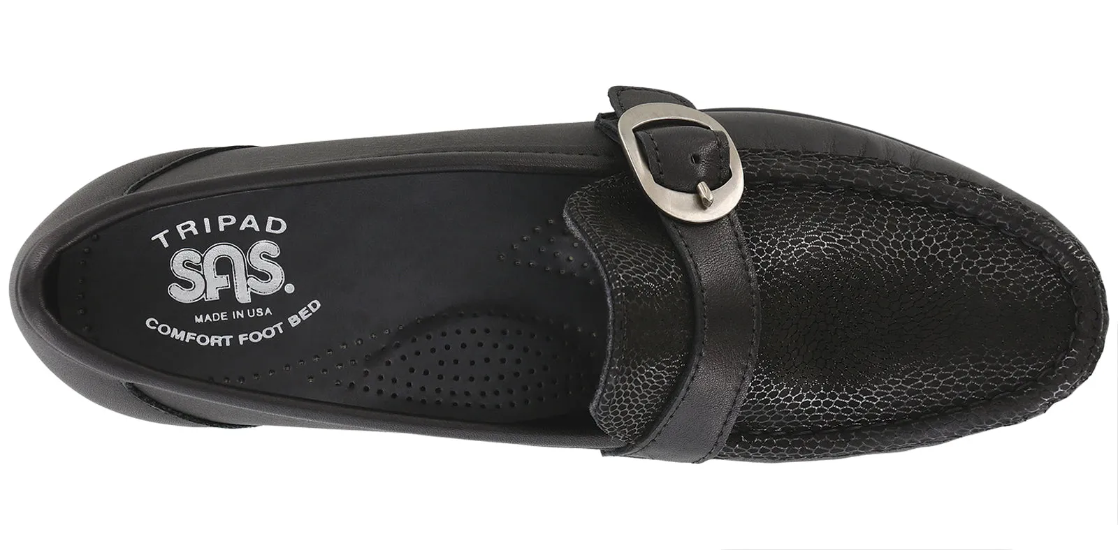 SAS Womens Lara Cross Buckle SlipOn