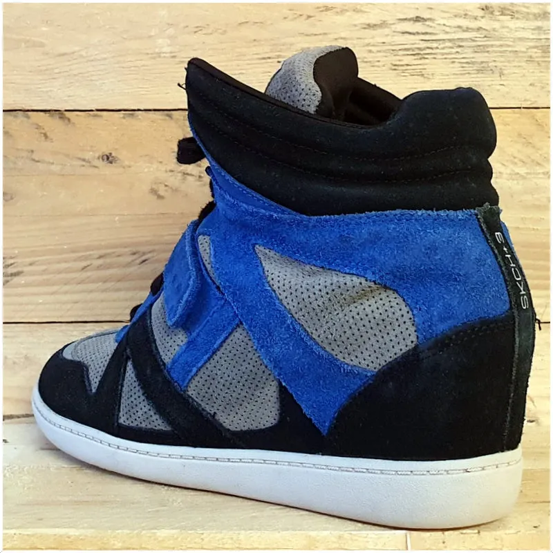 Skechers SKCH 3 Wedge Hi Suede Trainers UK6.5/US9.5/EU39.5 SN48136 Black/Blue