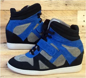 Skechers SKCH 3 Wedge Hi Suede Trainers UK6.5/US9.5/EU39.5 SN48136 Black/Blue