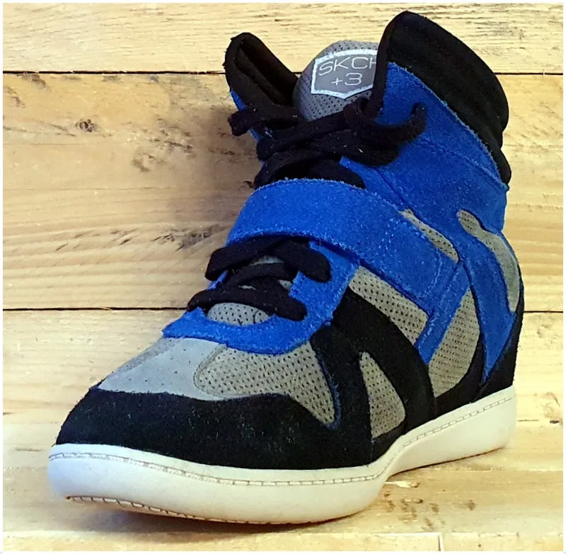 Skechers SKCH 3 Wedge Hi Suede Trainers UK6.5/US9.5/EU39.5 SN48136 Black/Blue