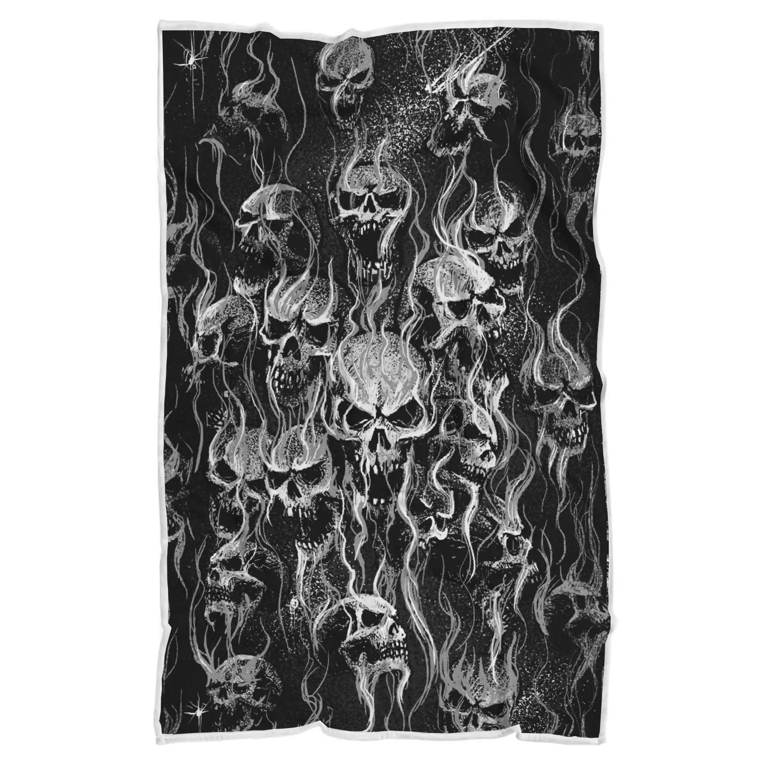 Smoke Skull Sherpa Blanket Black And White Version