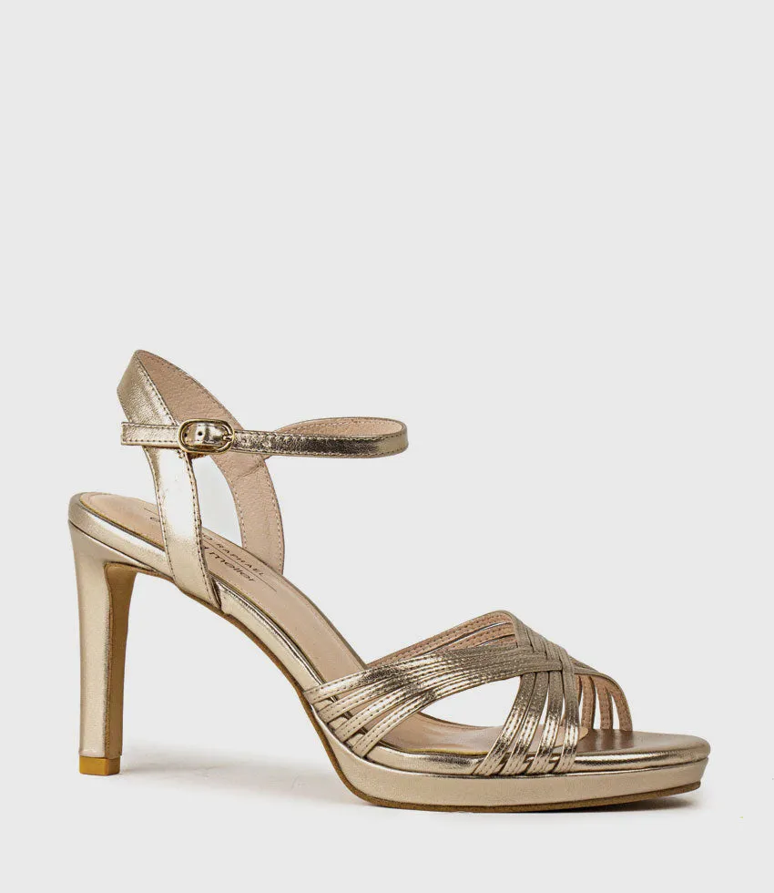 SONA90 Cross Strap Platform Sandal in Rosegold