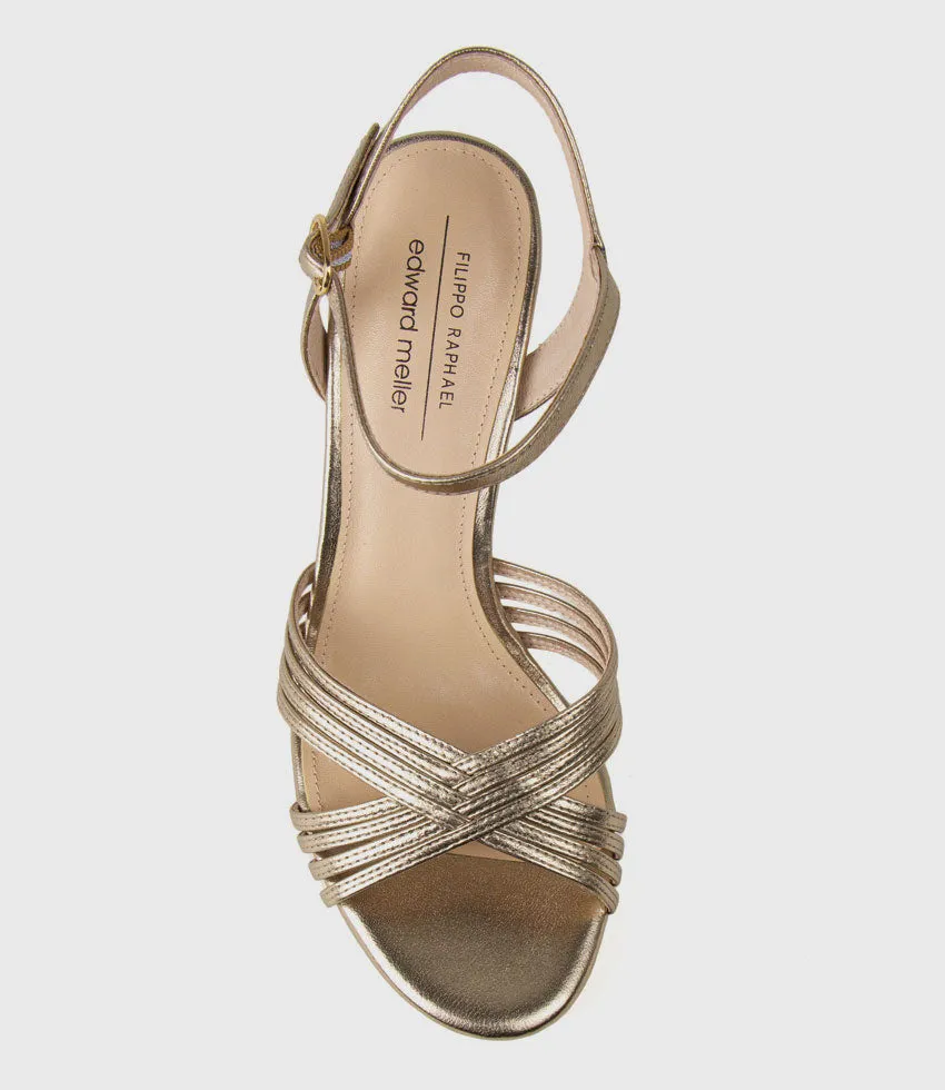 SONA90 Cross Strap Platform Sandal in Rosegold