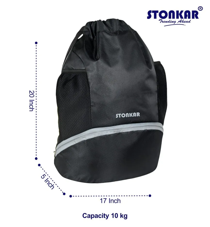 Stonkar Flex Drawstring Bag | Versatile Sports & Gym Bag | Stylish All-Purpose Backpack with Spacious Storage 20" x 17" x 5" Inch