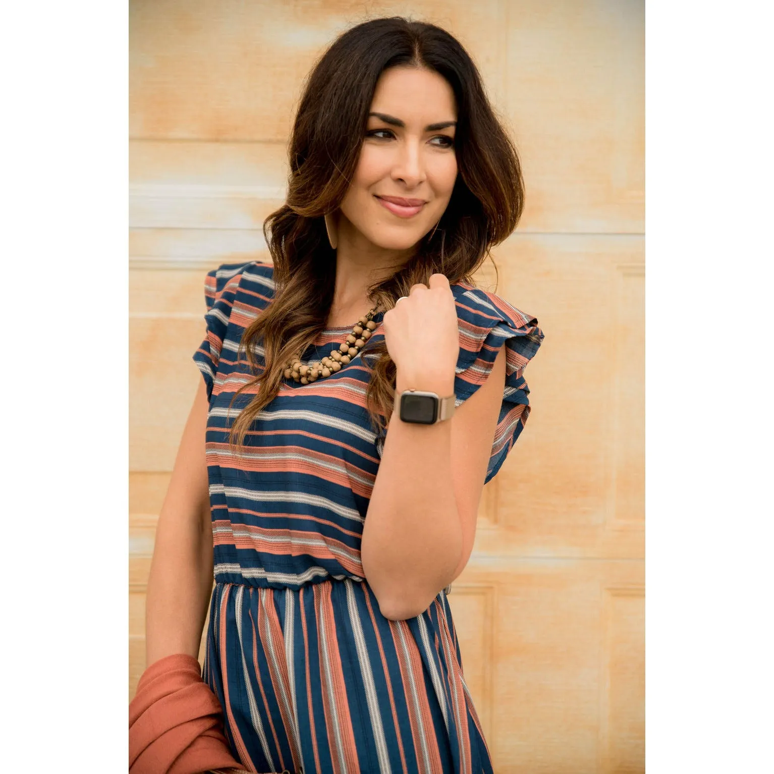 Striped Double Flutter Dress