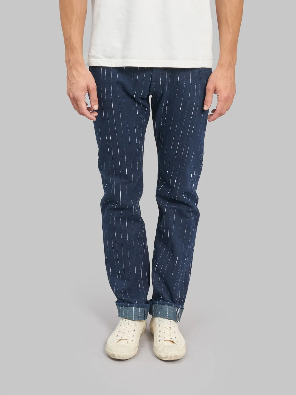 Studio D'artisan D1885 14oz "Rain" Kasuri Tapered Jeans