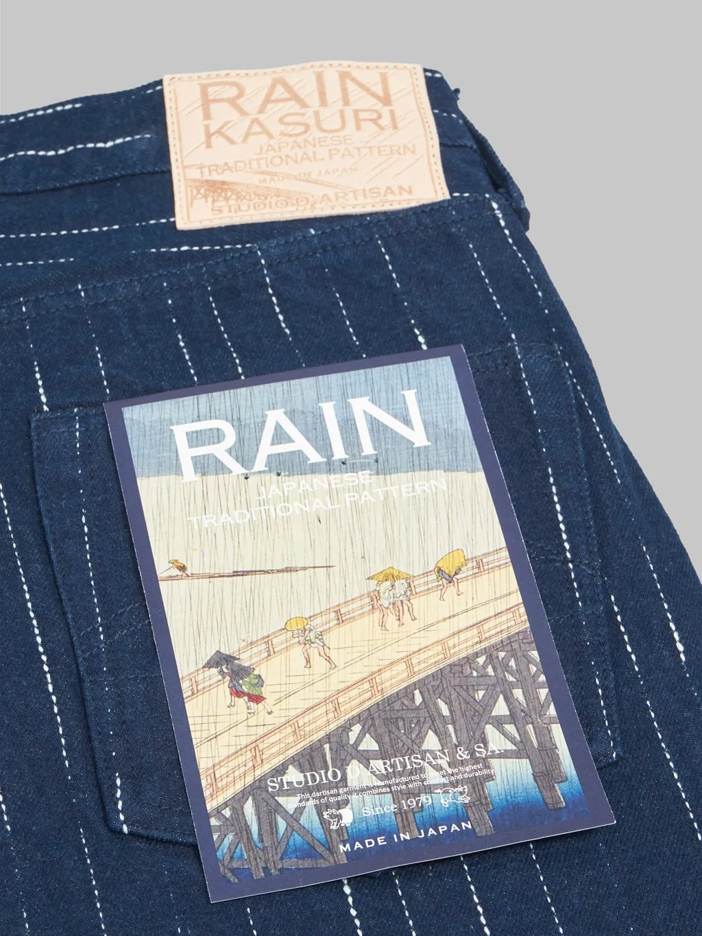 Studio D'artisan D1885 14oz "Rain" Kasuri Tapered Jeans