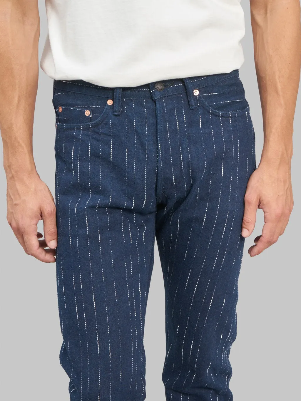 Studio D'artisan D1885 14oz "Rain" Kasuri Tapered Jeans