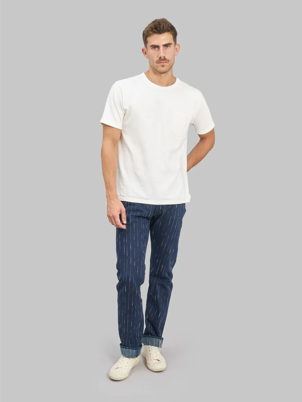 Studio D'artisan D1885 14oz "Rain" Kasuri Tapered Jeans