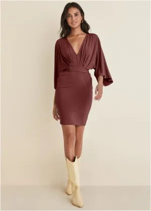 Tie Front Dress - Auburn